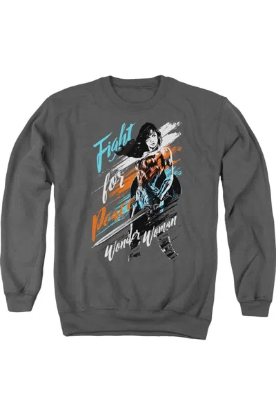 Gildan Wonder Woman Movie Fight For Peace Adult Crewneck Sweatshirt In Pink