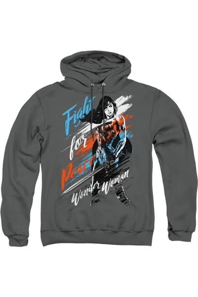 Gildan Wonder Woman Movie Fight For Peace Adult Pull Over Hoodie / Hooded Sweatshirt In Pink