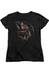Gildan Wonder Woman Movie Fight Short Sleeve Womens Tee / T-shirt In Black