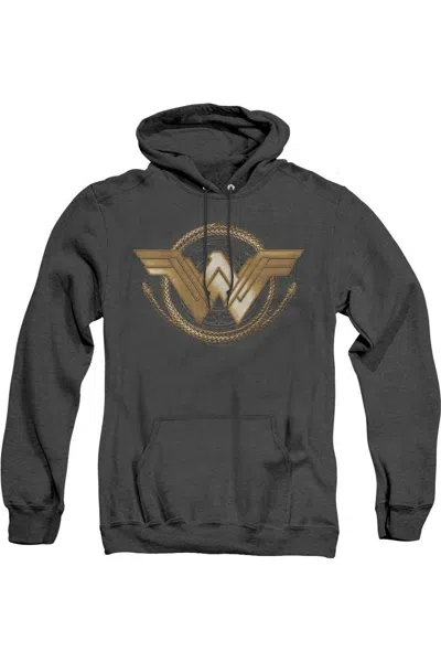 Gildan Wonder Woman Movie Lasso Logo Adult Heather Hoodie / Hooded Sweatshirt In Black