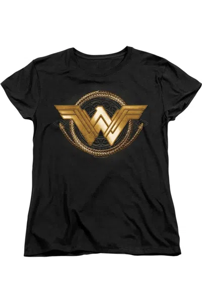 Gildan Wonder Woman Movie Lasso Logo Short Sleeve Womens Tee / T-shirt In Black
