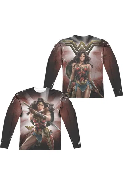 Gildan Wonder Woman Movie Protector Of Humanity (front/back Print) Long Sleeve Adult Poly Crew Tee / T-shir In Multi