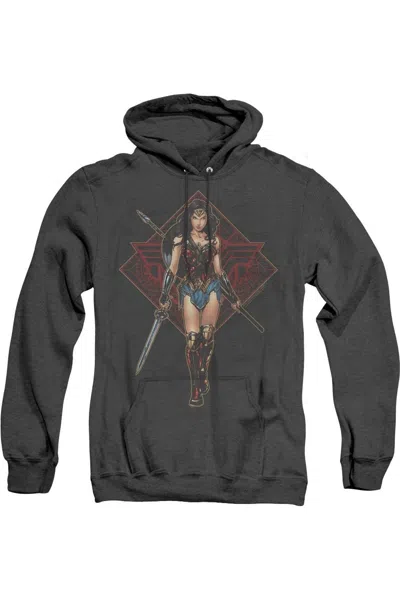 Gildan Wonder Woman Movie Warrior Adult Heather Hoodie / Hooded Sweatshirt In Black