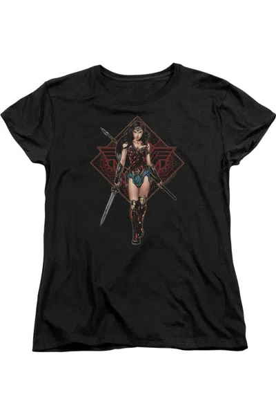 Gildan Wonder Woman Movie Warrior Short Sleeve Womens Tee / T-shirt In Black