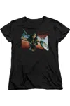 Gildan Wonder Woman Movie Warrior Woman Short Sleeve Womens Tee / T-shirt In Black