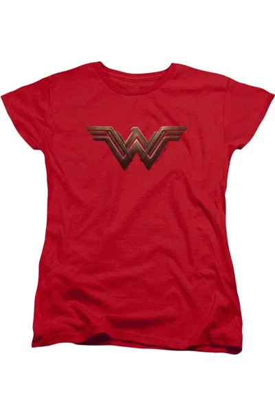 Gildan Wonder Woman Movie Wonder Woman Logo Short Sleeve Womens Tee / T-shirt In Red
