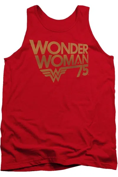Gildan Wonder Woman Wonder Woman 75th Anniversary Gold Logo Adult Tank Top In Red