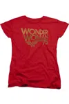 Gildan Wonder Woman Wonder Woman 75th Anniversary Gold Logo Short Sleeve Womens Tee / T-shirt In Red