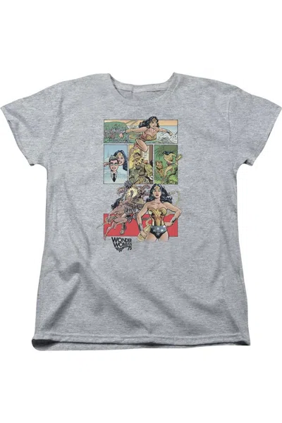 Gildan Wonder Woman Ww75 Comic Page Short Sleeve Womens Tee / T-shirt In Gray