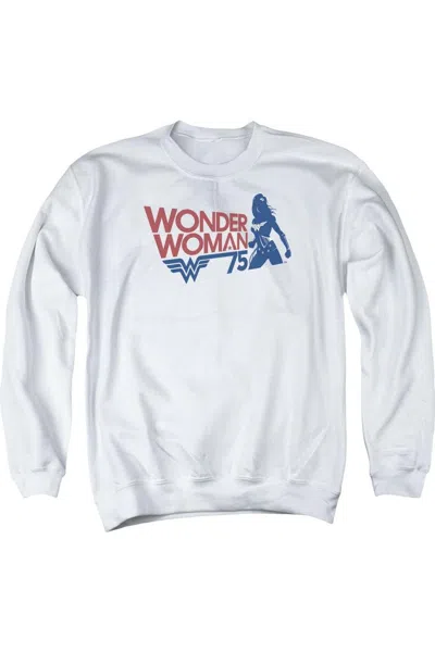 Gildan Wonder Woman Ww75 Silhouette Adult Crewneck Sweatshirt In White