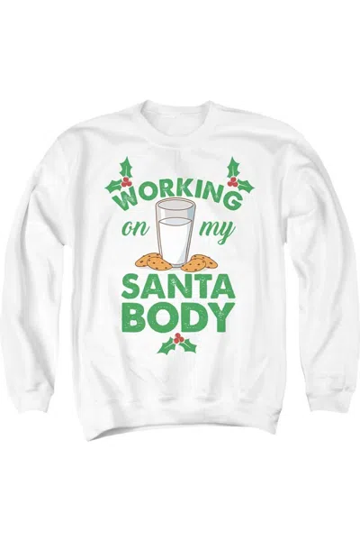 Gildan Working My Santa Body Christmas Unisex Adult Crewneck Sweatshirt Sweater In White