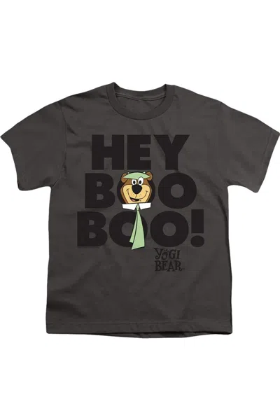 Gildan Kids' Yogi Bear Hey Boo Boo Short Sleeve Youth Tee / T-shirt In Gray