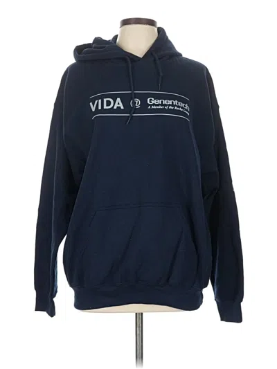 Pre-owned Gildan Zip Up Hoodie In Blue