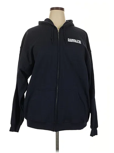 Pre-owned Gildan Zip Up Hoodie In Blue