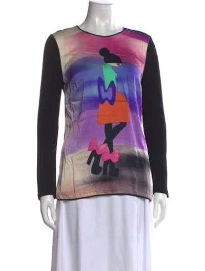 Pre-owned Giles Graphic Print Crew Neck Top In Black