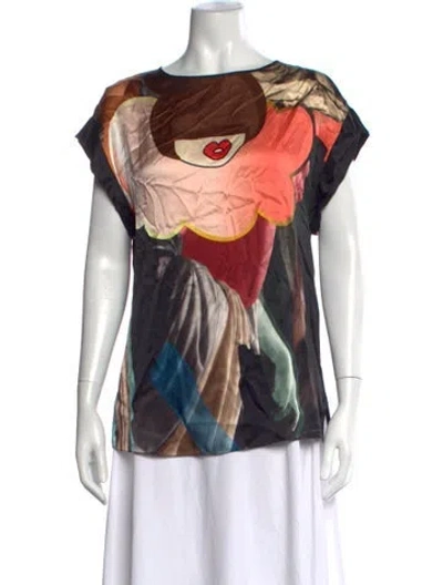 Pre-owned Giles Silk Printed T-shirt In Multicolor