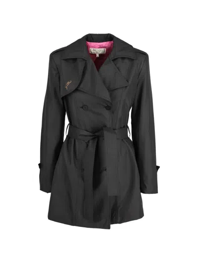 Pre-owned Gilles Dufour Double-breasted Belted Trench Coat In Black