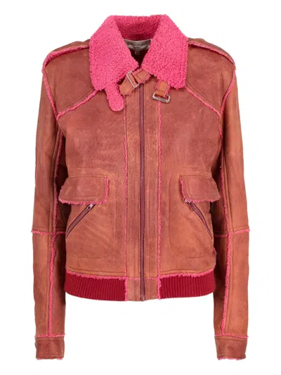 Pre-owned Gilles Dufour Sheepskin Multiple Pockets Jacket In Brown