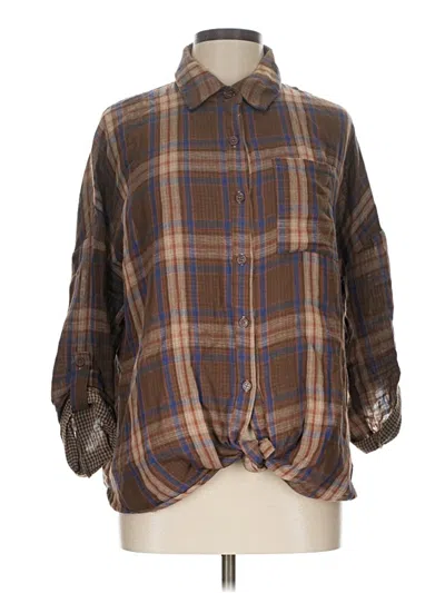 Pre-owned Gilli 3/4 Sleeve Button Down Shirt In Brown