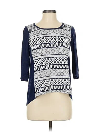 Pre-owned Gilli 3/4 Sleeve Top Blue Boatneck Tops