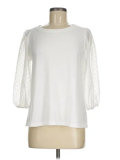 Pre-owned Gilli 3/4 Sleeve Top White Boatneck Tops