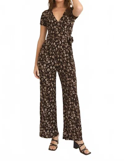 Gilli Ailani Jumpsuit In Dark Brown/taupe Ditsy
