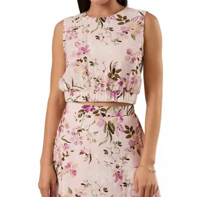 Gilli Aura Floral Sleeveless Crop Top In Blush In Transparent