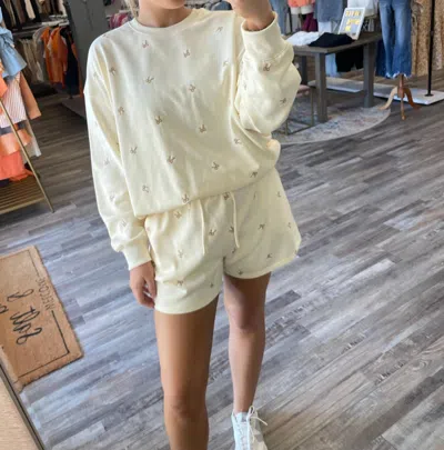Gilli Bow Embroidered Sweatshirt In Cream/taupe