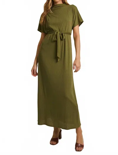 Gilli Cadence Mock Neck Maxi Dress In Olive Knit In Green
