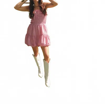 Gilli Cherry On Top Bubble Hem Romper In Red & White Gingham In Pink