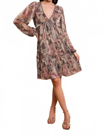 Gilli Chloe Shimmer Dress In Floral In Purple