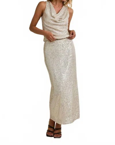 Gilli Christine Sequin Maxi Skirt In Champagne In White