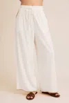Gilli Claudine Linen Wide Leg Pants In White/ Taupe