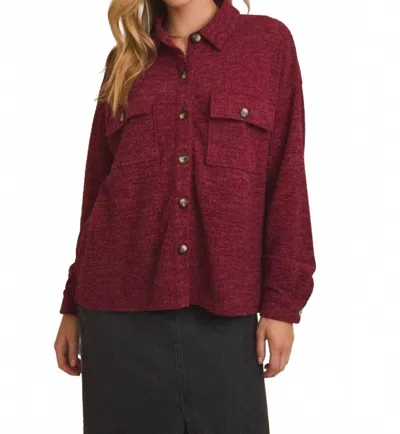 Gilli Collared Lightweight Shacket In Burgundy