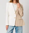 Gilli Color Block Oversized Blazer In Taupe/white In Multi
