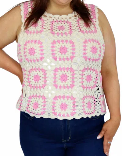 Gilli Cotton Candy Crochet - Plus In White/pink