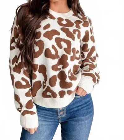 Gilli Cream/brown Animal Print Sweater