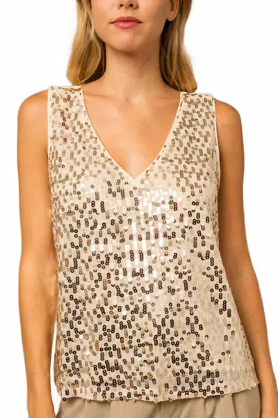 Gilli Cristall Sequin Tank Top In Champagne In Neutral