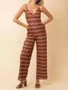 Gilli Crochet Chevron Jumpsuit In Multi In Brown