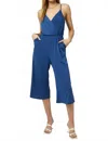 Gilli Cropped Surplice Jumpsuit In Blue In Blue