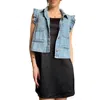 Gilli Denim Vest With Ruffle Sleeve In Blue In Blue