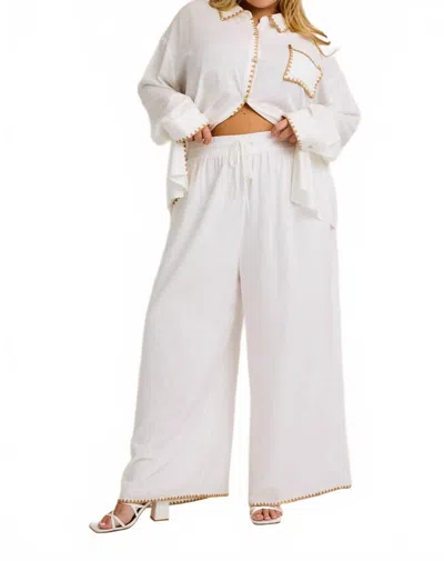 Gilli Ellie Wide Leg Pants - Plus In White