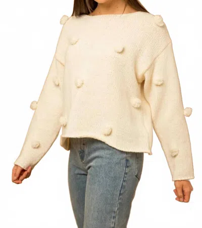 Gilli Eve Pom Pom Sweater In Cream In White