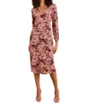 Gilli Faux Wrap Midi Dress In Chocolush In Multi