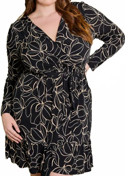 Gilli Floral Fantasy Wrap Mini Dress - Plus In Black