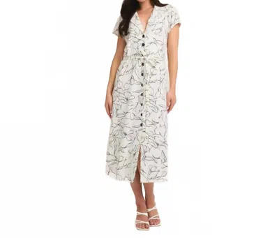 Gilli Floral Print Dress In White Black
