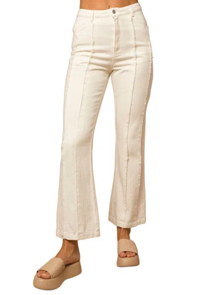 Gilli Frayed Hem Flare Pants In White