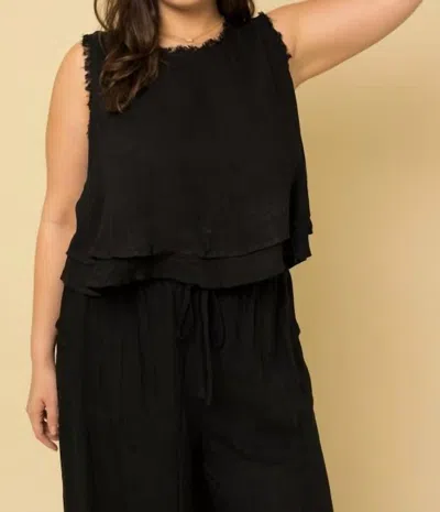 Gilli Fringe Rayon Top In Black