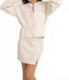 Gilli Front Ties Long Sleeve Open Knit Sweater Cardigan In White In Neutral