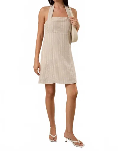 Gilli Gabriella Stripe Halter Mini Dress In Taupe In Neutral